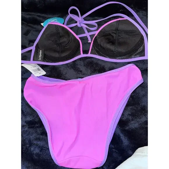NWT MYSTIQUE LAVENDER BIKINI SMALL BOTTOM 32C TOP